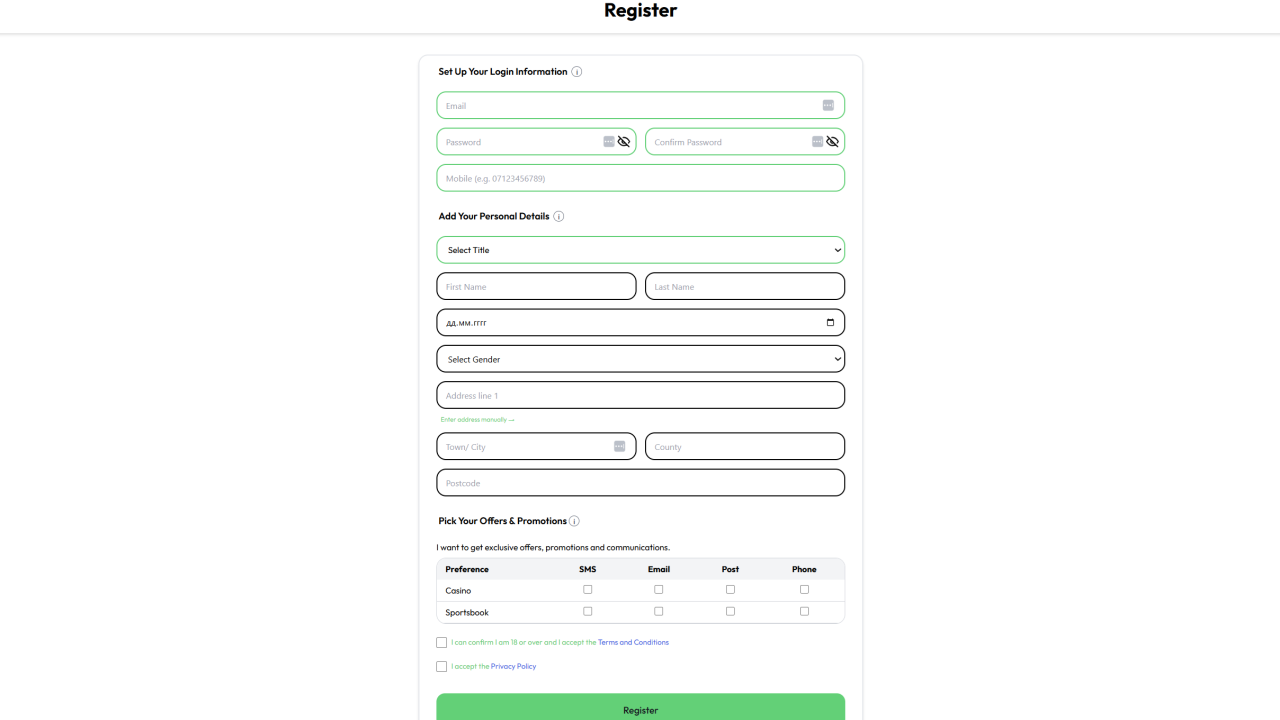 Alfobet Casino registration